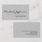 Chic Unique Script Gray Business Card Visitenkarte (Vorne/Hinten)