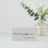 Chic Unique Script Gray Business Card Visitenkarte (Stehend Vorderseite)