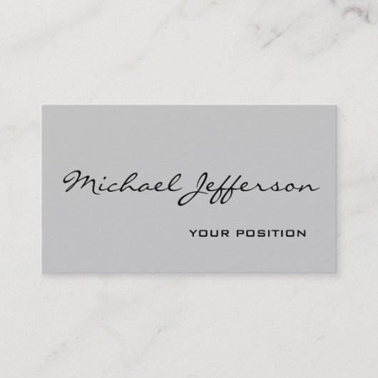 Chic Unique Script Gray Business Card Visitenkarte (Vorderseite)