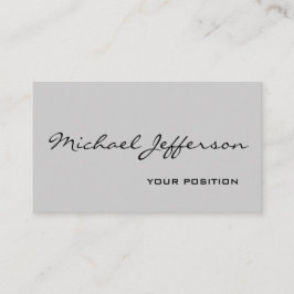 Chic Unique Script Gray Business Card Visitenkarte