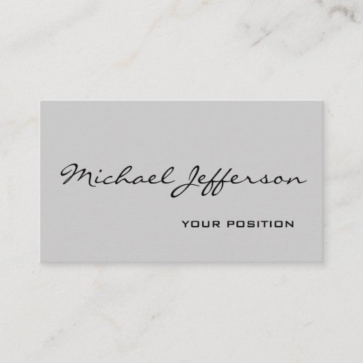 Chic Unique Script Gray Business Card Visitenkarte (Vorderseite)