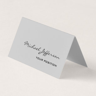 Chic Unique Script Gray Business Card Visitenkarten
