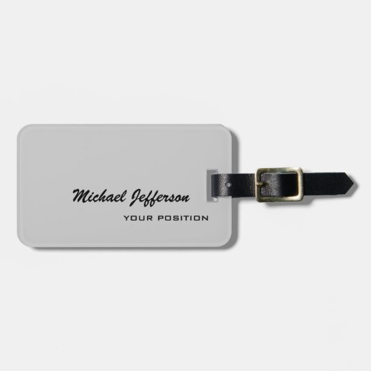 Chic Unique Script Gray Gepäckanhänger (Vorderseite horizontal)