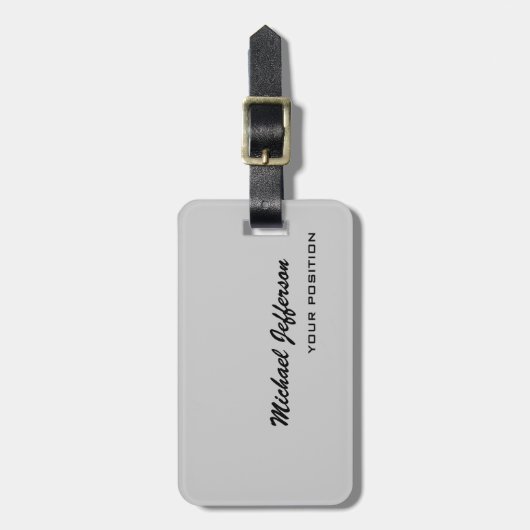 Chic Unique Script Gray Gepäckanhänger (Vorderseite vertikal)