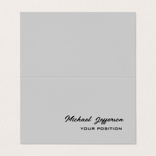 Chic Unique Script Gray Visitenkarten (Außenseite Aufgefaltet)