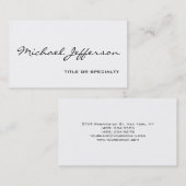 Chic Unique Script White Business Card Visitenkarte (Vorne/Hinten)