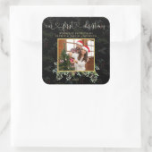 Chic Unser erstes Weihnachtskalligrafie-Winter-Fot Quadratischer Aufkleber (Tasche)