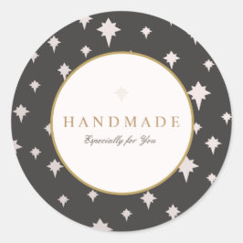 Chic Upscale Silver Stars Muster Runder Aufkleber