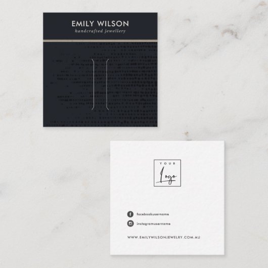 CHIC URBAN BLACK KRAFT DOTS HAIR CLIP DISPLAY CARD QUADRATISCHE VISITENKARTE (Vorne/Hinten)