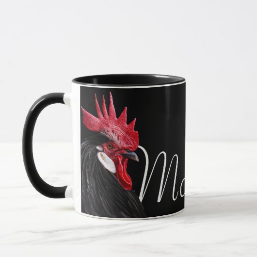Chic Urban Farm Rooster Name Kitchen Chicken Black Tasse (Links)