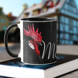 Chic Urban Farm Rooster Name Kitchen Chicken Black Tasse