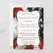 Chic USA Flag Gold Engagement Party Einladung (Vorderseite)