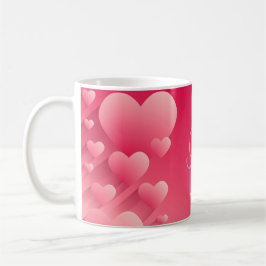 Chic Valentine Pink Hearts Red Name Monogram Tasse