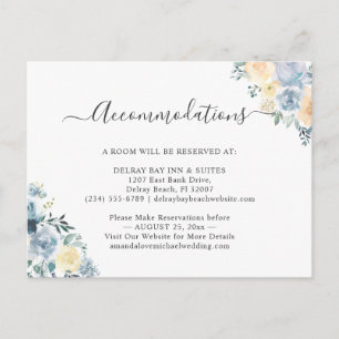 Chic Vanilla Blue Floral Unterkunft Karte