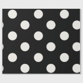 Chic Vanilla Polka Dots Pattern auf Schwarze Hochz Geschenkpapier (Flach)