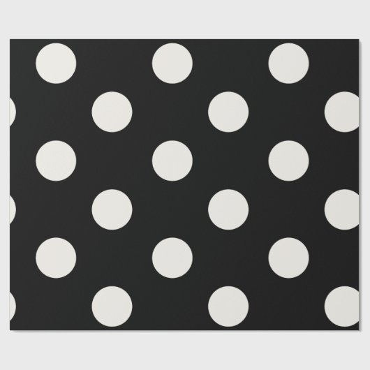 Chic Vanilla Polka Dots Pattern auf Schwarze Hochz Geschenkpapier (Flach)