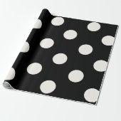 Chic Vanilla Polka Dots Pattern auf Schwarze Hochz Geschenkpapier (Ungerollt)