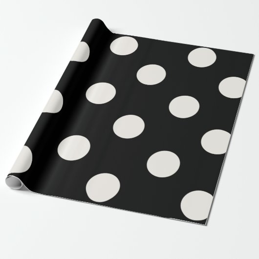 Chic Vanilla Polka Dots Pattern auf Schwarze Hochz Geschenkpapier (Ungerollt)
