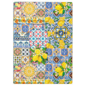 Chic Vase Mediterrane Orangenfliesen Monogramm Klemmbrett (Rückseite)