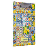 Chic Vase Mediterrane Orangenfliesen Monogramm Klemmbrett (Rechts)