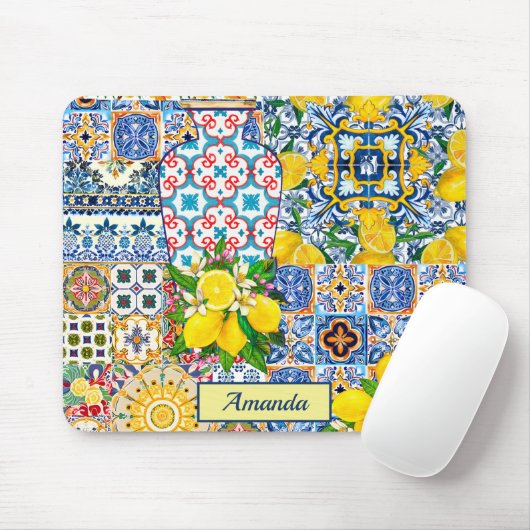 Chic Vase, mediterrane Orangenfliesen Mousepad (Mit Mouse)