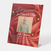 Chic Velvet Red Rettete Ein Foto Hochzeitsfeier Sockelschild (Vorderseite)