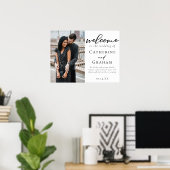 Chic Verlobung Couple Foto Hochzeit Willkommen Poster (Heimbüro)