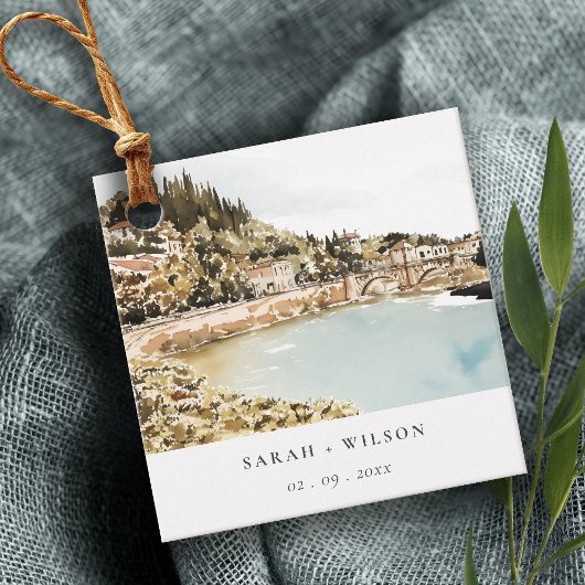 Chic Verona Adige Fluss Italy WasserfarbenWedding Geschenkanhänger