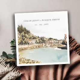 Chic Verona Adige Fluss Italy WasserfarbenWedding Serviette