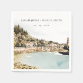 Chic Verona Adige Fluss Italy WasserfarbenWedding Serviette (Vorderseite)