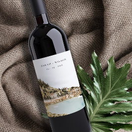 Chic Verona Adige Fluss Italy WasserfarbenWedding Weinetikett