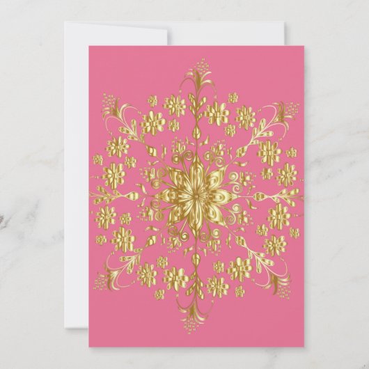 Chic Verziert Gold Blumendusche Einladung (Rückseite)