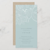 Chic Verziert Paisley Dusky Blue Baby Dusche einla Dankeskarte (Vorne/Hinten)