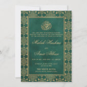 Chic Verziert Pattern Green Islamische Hochzeit Einladung (Vorderseite)