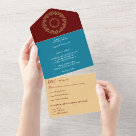 Chic Vibes Gold Wedding All In One Einladung