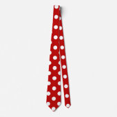 Chic Vibranly Red White Polka Dots Muster Krawatte (Vorderseite)