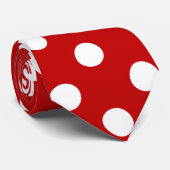 Chic Vibranly Red White Polka Dots Muster Krawatte (Gerollt)