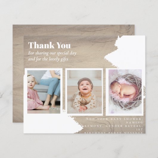 CHIC Vielen Dank, dass Sie FOTO COLLAGE Baby Cards (Vorne/Hinten)