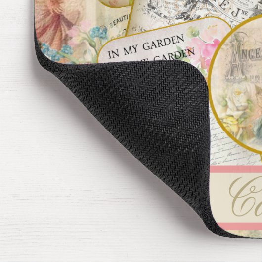 Chic Viktorianisch Ephemera Angels Rose Mit Monogr Mousepad (Ecke)