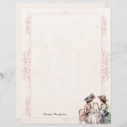 Chic Viktorianisch High Tee Rose Lady Stationery P (Vorne/Hinten)