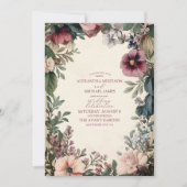 Chic Viktorianisch Royal Floral Wedding Einladung (Vorderseite)