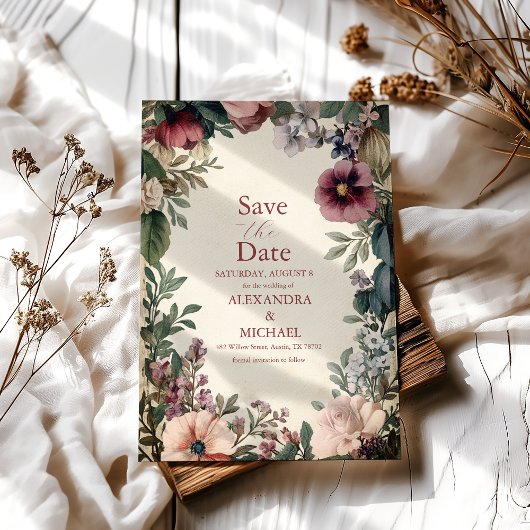Chic Viktorianisch Royal Floral Wedding Save The Date