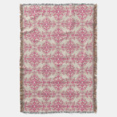 Chic Viktorianisch Style Floral Damask Muster Pink Decke (Vorderseite Vertikal)