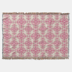 Chic Viktorianisch Style Floral Damask Muster Pink Decke