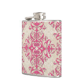 Chic Viktorianisch Style Floral Damask Muster Pink Flachmann (Links)