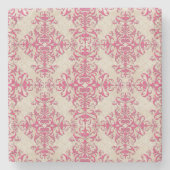 Chic Viktorianisch Style Floral Damask Muster Pink Steinuntersetzer (Vorderseite)