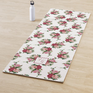 Chic Viktorianische Rose mit Monogramm - weißer H Yogamatte