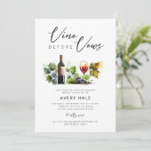 Chic Vino Before Vows Foto Brautparty Einladung (Stehend Vorderseite)