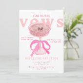 Chic Vino Before Vows Pink Wine Bow Bridal Shower Einladung (Stehend Vorderseite)
