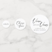 Chic Vino Before Vows Schwarz-weiße Foto Initialen Konfetti (Vorderseiten)